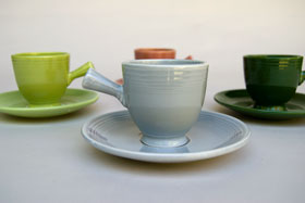 50s Fiestaware Gray AD Demitasse Cup and Saucer Set 50s Fiestaware Gray AD Demitasse Cup and Saucer Set