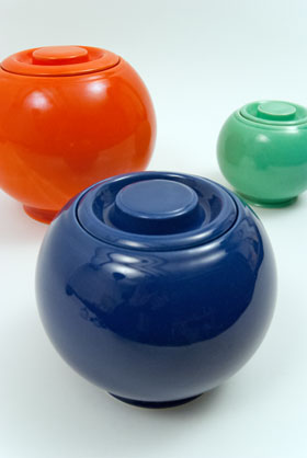 Kitchen Kraft Covered Ball Jar | Cookie Jar | Original Blue Cobalt Glaze For Sale Vintage Fiestaware