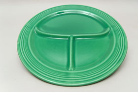  Vintage Fiesta Ten Inch Divided Plate in Original Green: Genuine, Old, Antique, For Sale, Gift
      