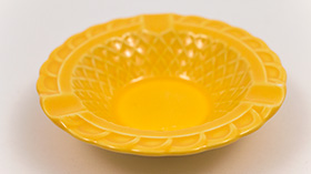 Harlequin Pottery Basketweave Ashtray in Original Yellow Glaze