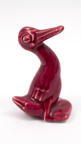 Harlequin Animal Novelty Maroon Duck Homer Laughlin Pottery for Woolworths