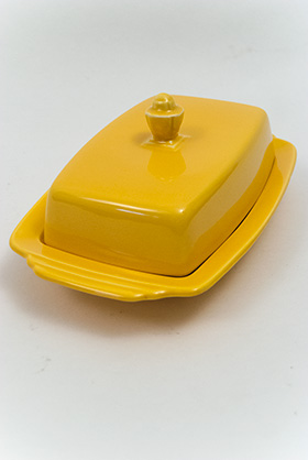 Vintage Harlequin Yellow Half Pound Lidded Butter Dish