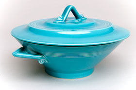 Harlequin Pottery Turquoise Covered Casserole: Pottery for Sale       