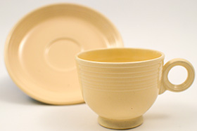 Vintage Fiesta Teacup and Saucer Set in Original Ivory Glaze