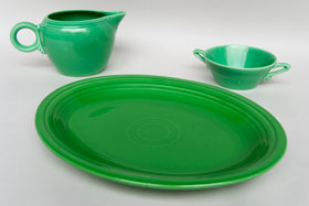 Vintage Fiesta Medium Green Platter  Fiestaware Pottery Vase: Gift, Rare, Hard to Find, Buy Onlline Now, American Antique Pottery