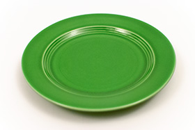 Vintage Harlequin Pottery Medium Green Bread and Butter Plate For Sale
