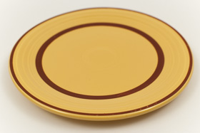 Yellow with Red Striped Fiesta 9 inch Plate Fiestaware Pottery For Sale