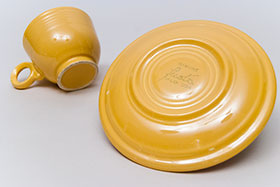 Vintage Fiesta Teacup and Saucer Set in Original Yellow Glaze