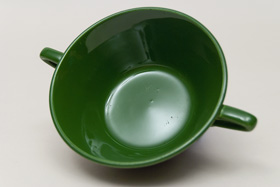 
Vintage Harlequin Pottery For Sale: Forest Green Cream Soup Bowl 40s 50s Pottery
      