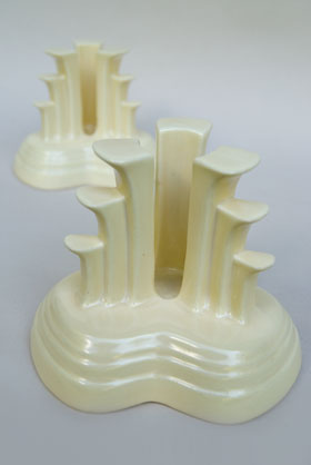 Ivory vintage fiesta tripod candle holders