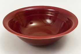 Vintage Harlequin Pottery 9 Inch Nappy Bowl in 30s Maroon Glaze