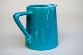  Vintage Harlequin Turquoise 22 ounce jug or milk pitcher: Harlequin Dinnerware 30s 40s American Solid Color Dinnerware For Sale       