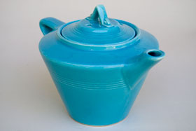 
Vintage Harlequin Pottery For Sale: Turquoise Teapot 40s 50s Pottery
      