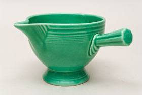 Vintage Fiestaware Stick Handled Creamer in Original Green Glaze For Sale
Vintage Fiestaware Stick Handled Creamer in Original Green Glaze For Sale