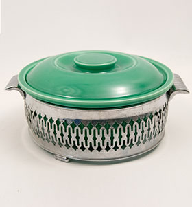 Original Green Kitchen Kraft Casserole with Metal Holder: GoAlong Fiestaware Pottery For Sale