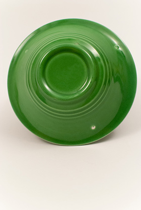 Vintage Harlequin Pottery Medium Green Fruit Bowl For Sale