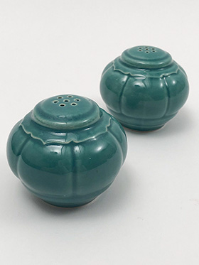 Vintage Riviera Pottery Salt and Pepper Shakers in Original Spruce Glaze 