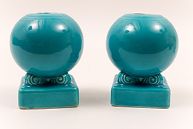 Vintage Fiesta Bulb Candle Holders in Original Turquoise Glaze
