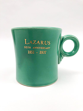 Vintage Fiesta Tom and Jerry Mug in Original Green with 1937 Lazarus Advertising