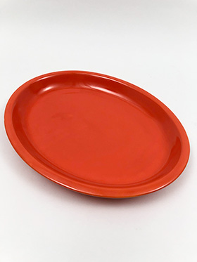 Vintage Fiesta Red Large 13inch Royal Metal Platter: Hard to Find Go-Along Fiestaware Pottery For Sale  
