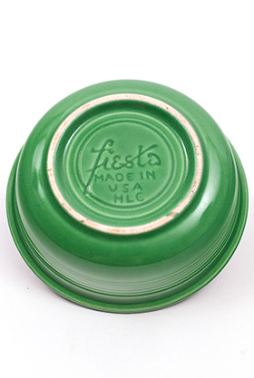 Red Vintage Fiesta 4inch Berrry Bowl in Medium Green Glaze For Sale