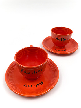 Vintage Fiesta Teacup and Saucer Set in Original Radioactive Red Glaze