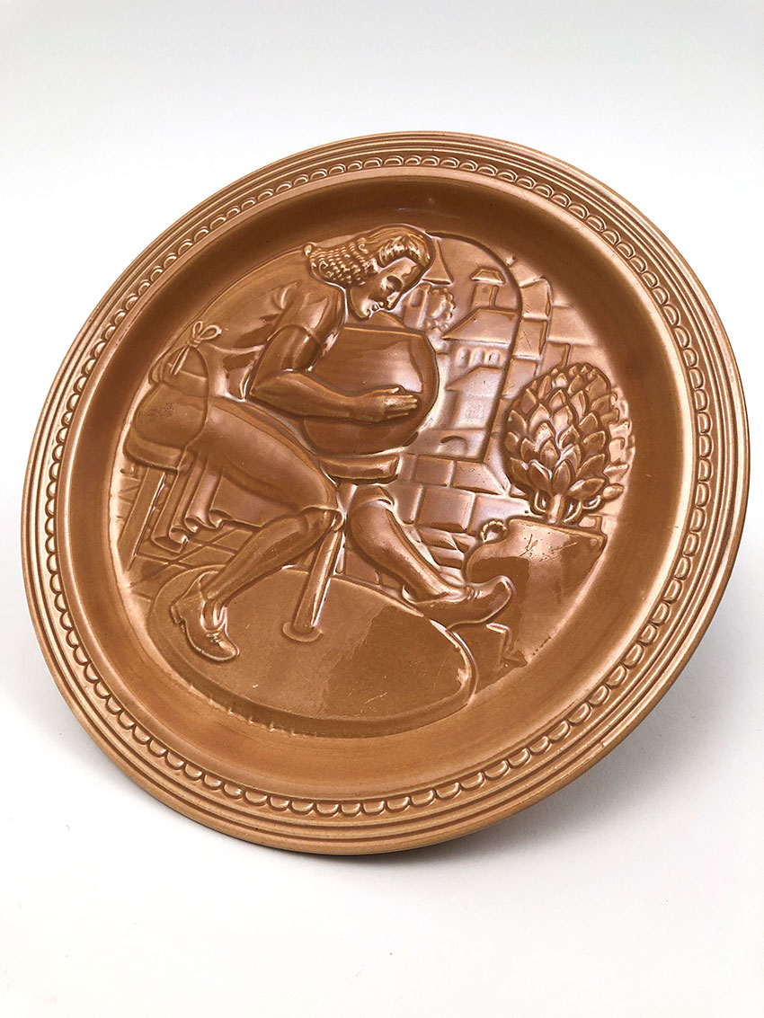 1939 American Potter New York Worlds Fair Brown Thrower at The Wheel Embossed Plaque  for Sale
