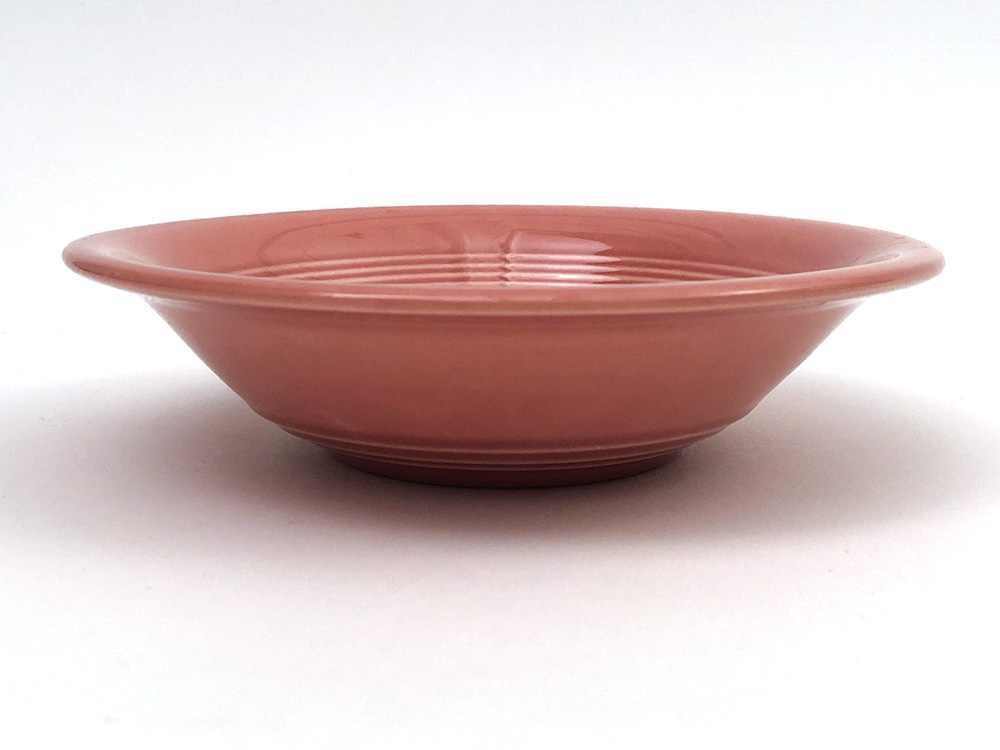 1940s rose colored glaze harlequin fruit berry bowl