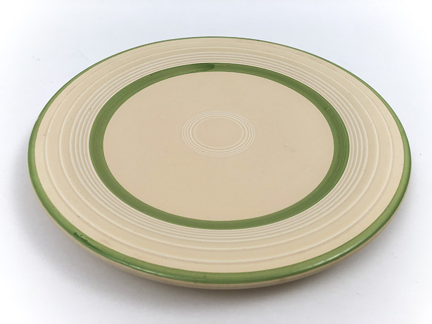 ivory vintage fiesta green stripe 10 inch dinner plate