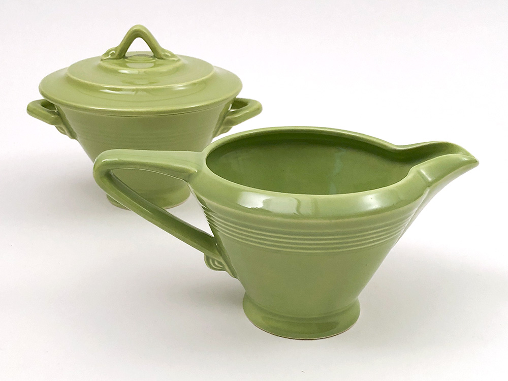 1950s color chartreuse vintage harlequin sugar and creamer set for sale