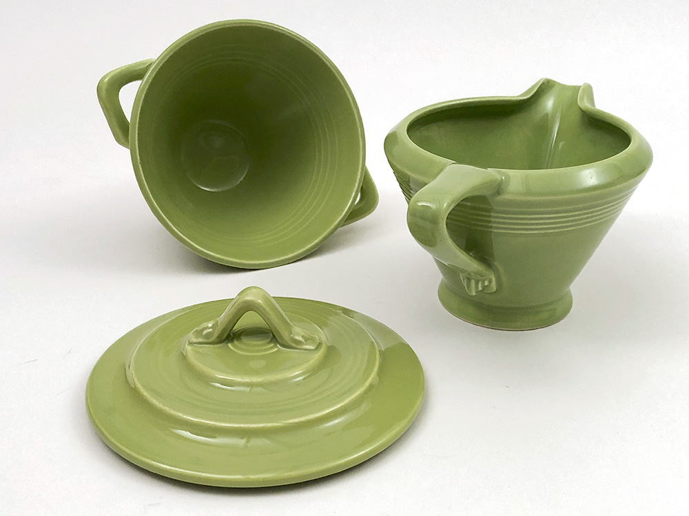 chartreuse green harlequin sugar and creamer set for sale