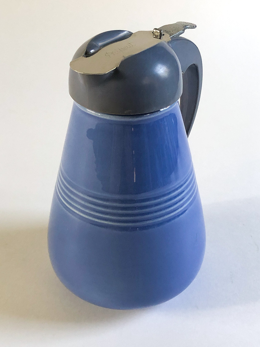 rare vintage harlequin dinnerware mauve blue syrup pitcher made for only two years from 1940-1941