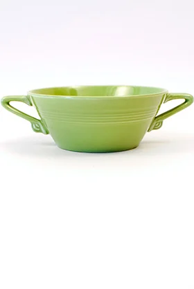Vintage Harlequin Dinnerware Cream Soup Bowl in Original Chartreuse Glaze 1950s Mid Century Tableware