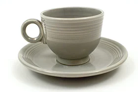 1950s Color Fiestaware Gray Teacup and Saucer Set For Sale