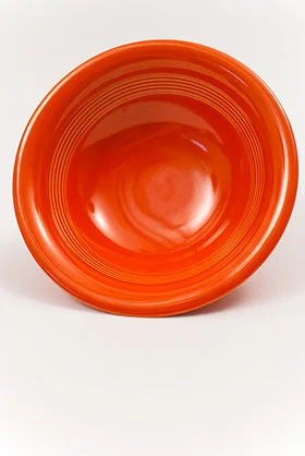 Harlequin Pottery round vegetable Bowl in Original Radioactive Red Glaze