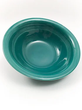 Vintage Harlequin Pottery 9 Inch Nappy Bowl in Original Spruce Glaze