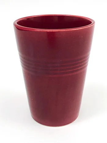Vintage Harlequin Water Tumbler in Maroon Colored Glaze for Sale