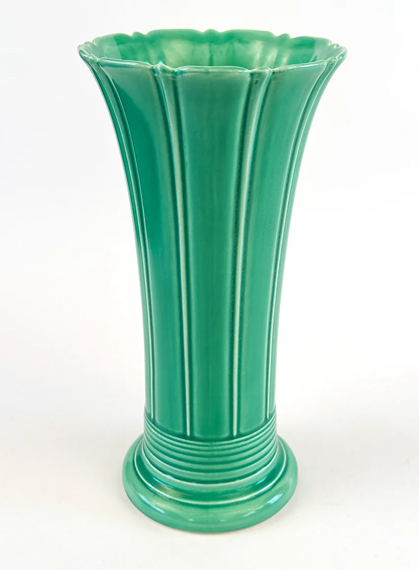 green vintage fiestaware 12 inch art pottery flower vase for sale rare antique fiesta tableware