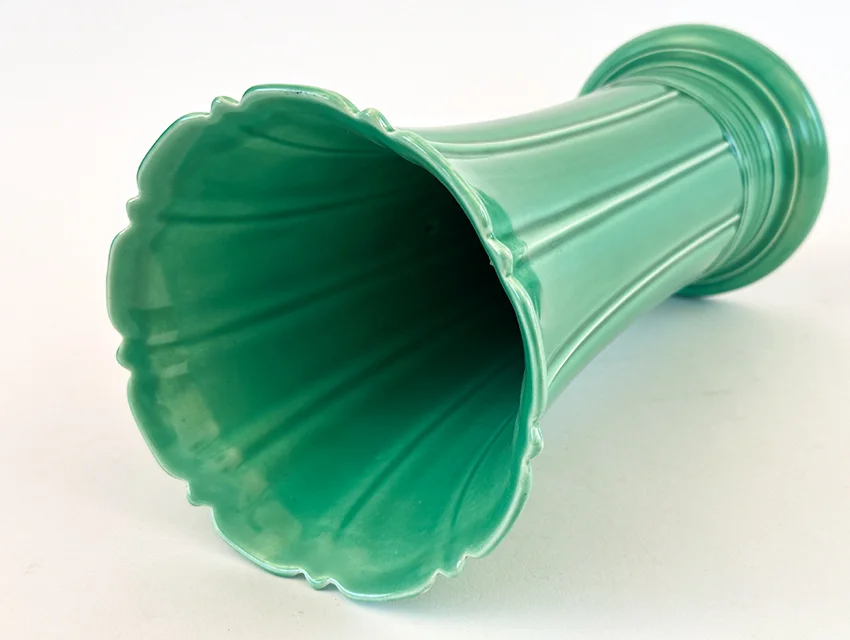 green vintage fiestaware 12 inch art pottery flower vase for sale rare antique fiesta tableware