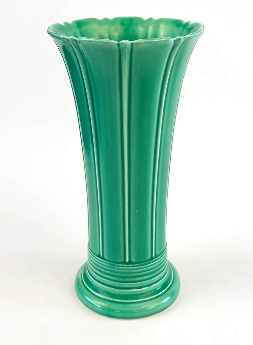 green vintage fiestaware 12 inch art pottery flower vase for sale rare antique fiesta tableware