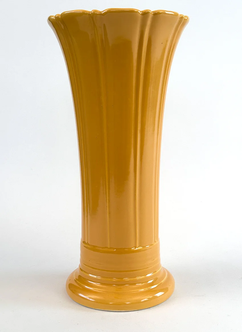 yellow vintage fiestaware 12 inch art pottery flower vase for sale rare antique fiesta tableware