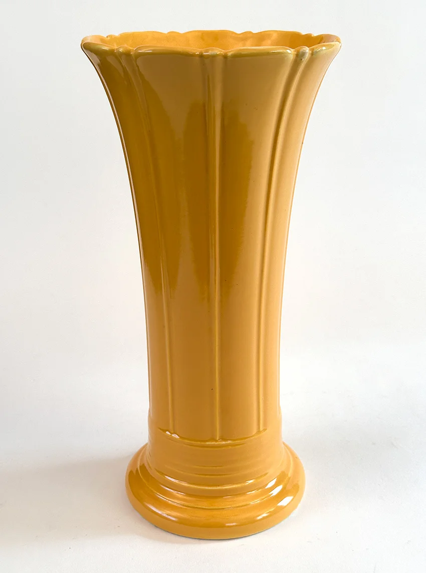 yellow vintage fiestaware 12 inch art pottery flower vase for sale rare antique fiesta tableware