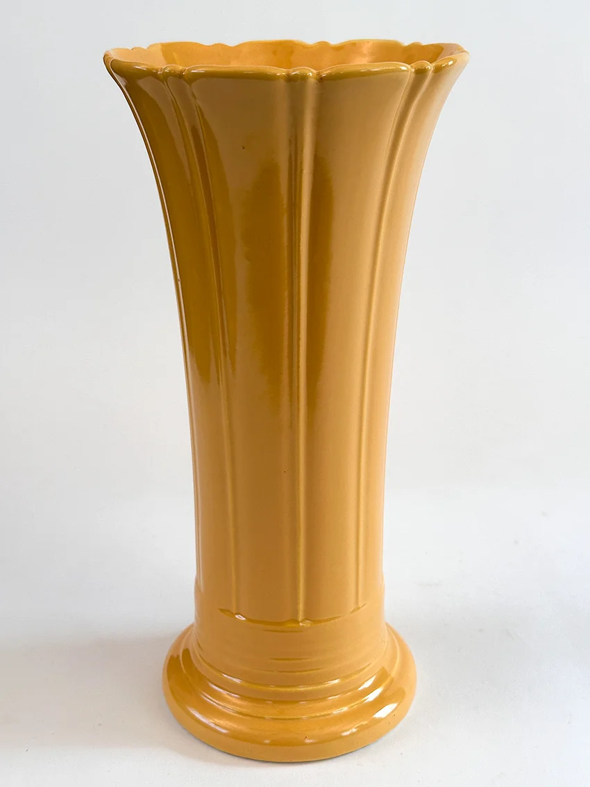 yellow vintage fiestaware 12 inch art pottery flower vase for sale rare antique fiesta tableware