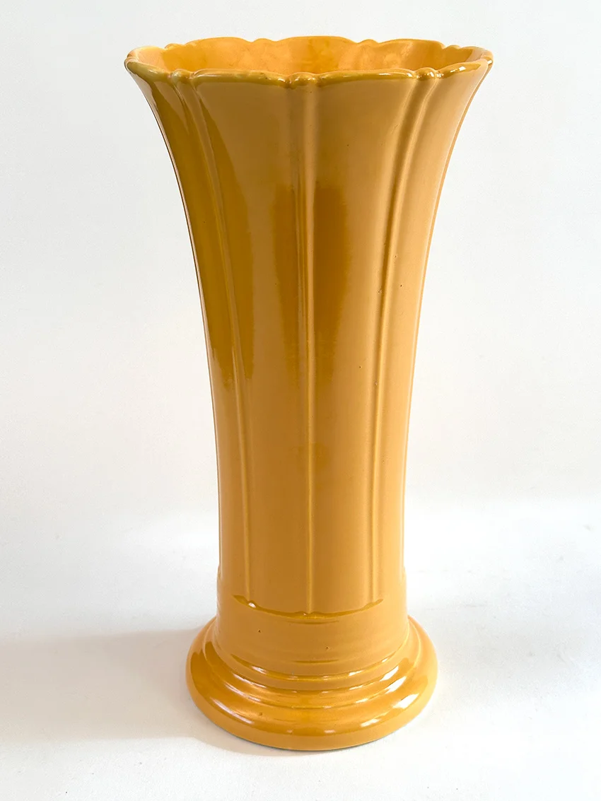 yellow vintage fiestaware 12 inch art pottery flower vase for sale rare antique fiesta tableware