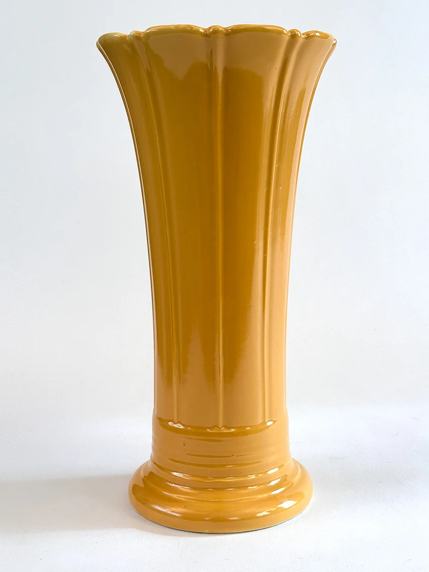 yellow vintage fiestaware 12 inch art pottery flower vase for sale rare antique fiesta tableware