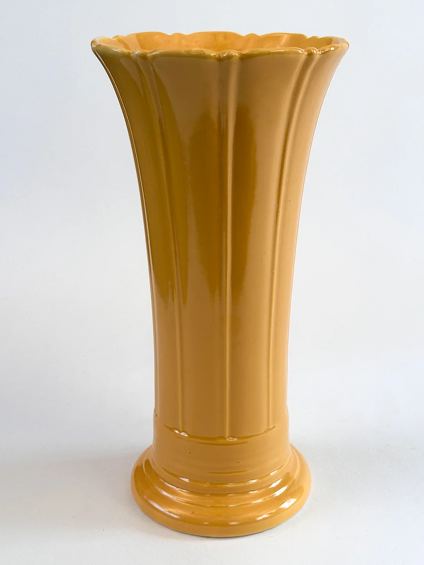 yellow vintage fiestaware 12 inch art pottery flower vase for sale rare antique fiesta tableware