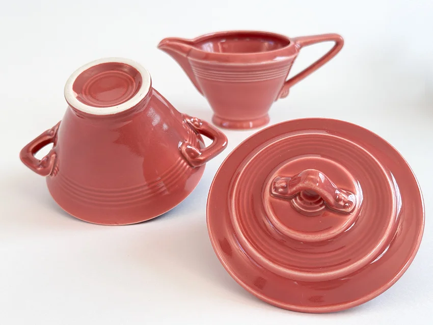 rose vintage harlequin sugar bowl and creamer set for sale