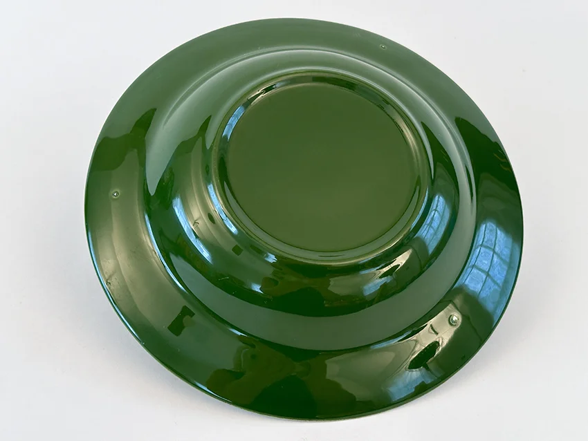 forest green vintage harlequin dinnerware deep plate made by Homer Laughlin for Woolworths