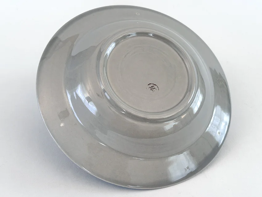 1950s gray vintage harlequin dinnerware deep plate made by Homer Laughlin for Woolworths