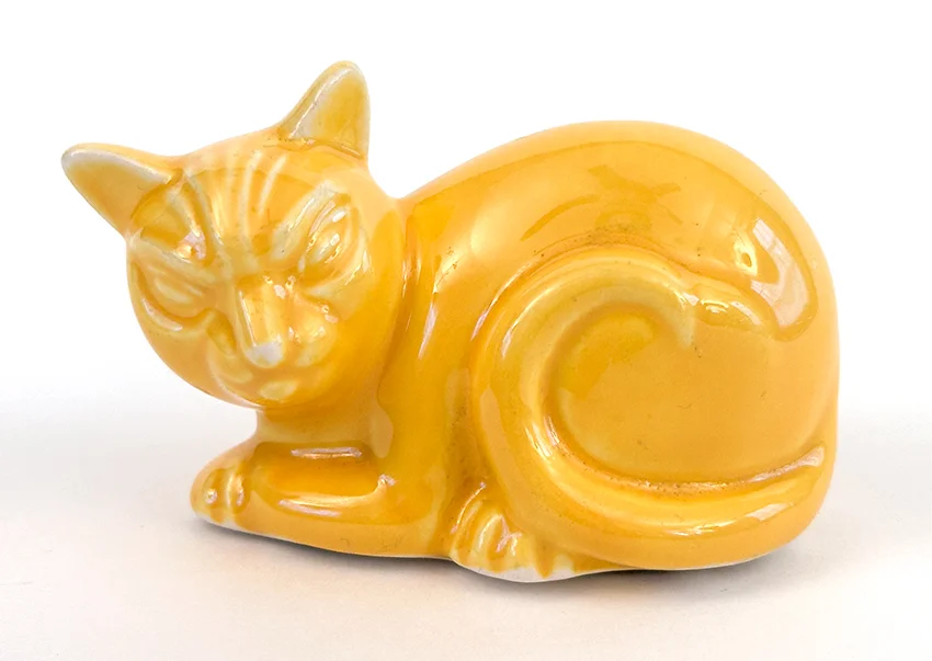 harlequin yellow cat novelty animal figurine